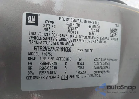 2012 GMC Sierra 1500 Sle from USA, damaged, VIN 1GTR2VE77CZ191050